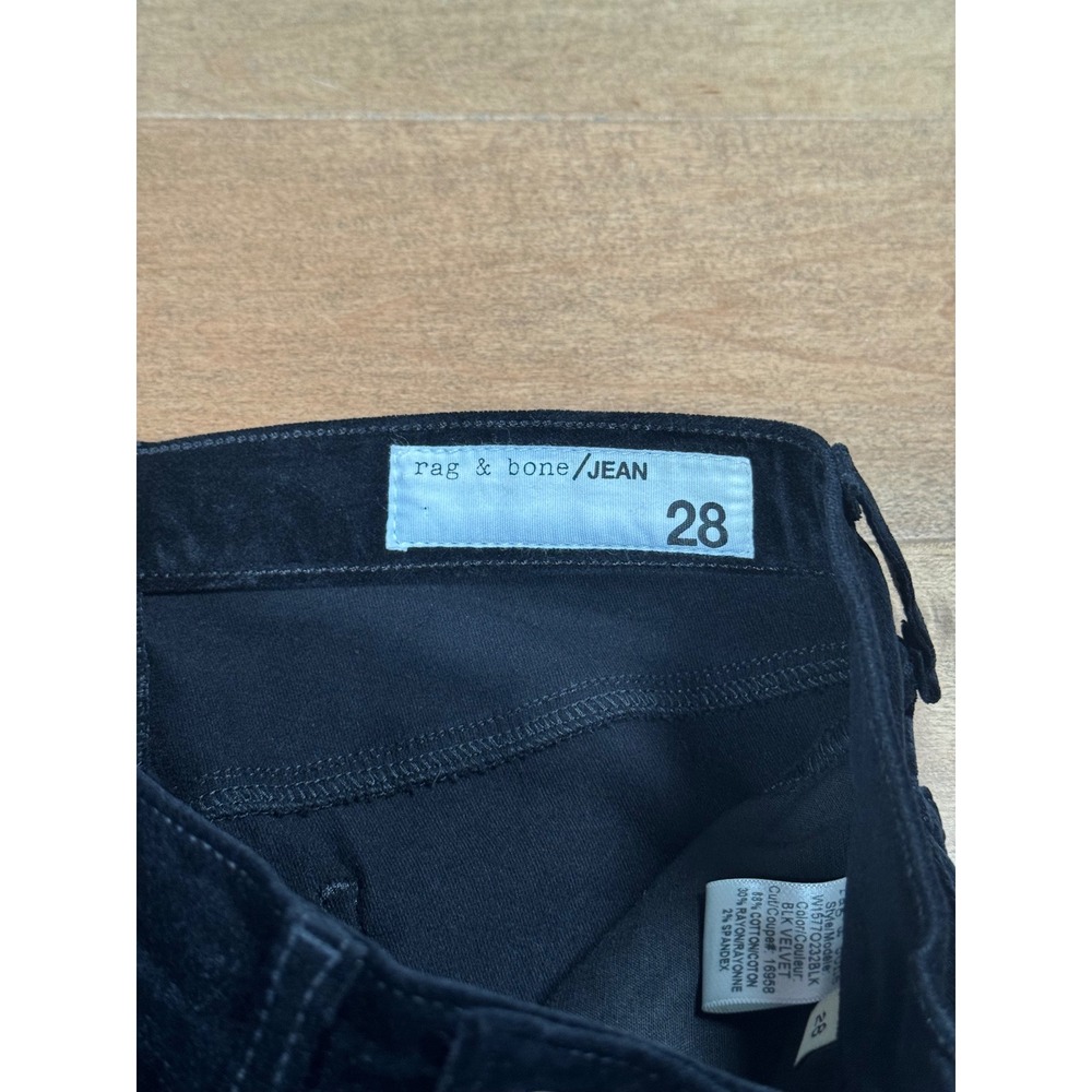 Rag & Bone Dojo High Waist Ankle Skinny Pants Black Velvet Women's 28 NWOT - Picture 5 of 7